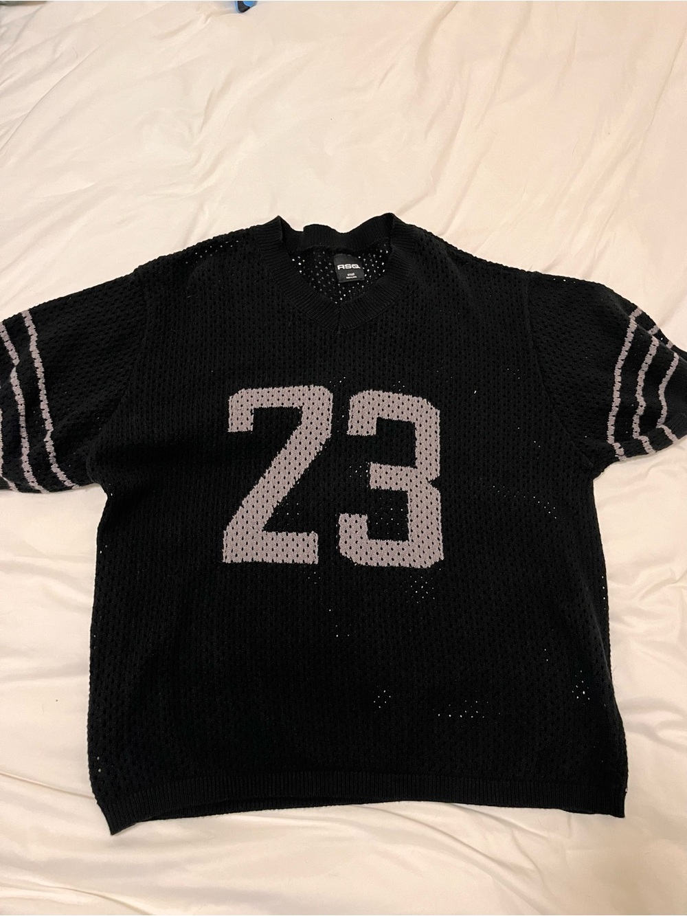 Men's Black Knit Jersey with Gray '23' Graphic urban outfitters